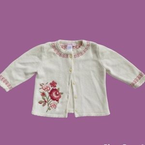 Janie and Jack Embroidered Cotton/Angora Cardigan